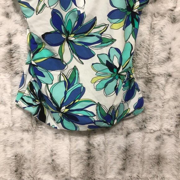 Tankini Size 6D Croft & Barrow Bathing Suit Swim Swimming White/Blue Floral - Picture 2 of 12